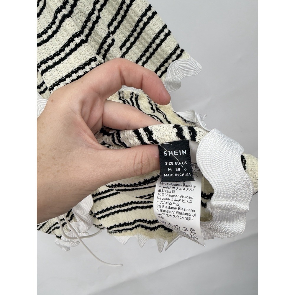 Beach Crochet Tie Front Cropped Coastal Swim Cover Top Women M Striped Resort - Picture 3 of 8